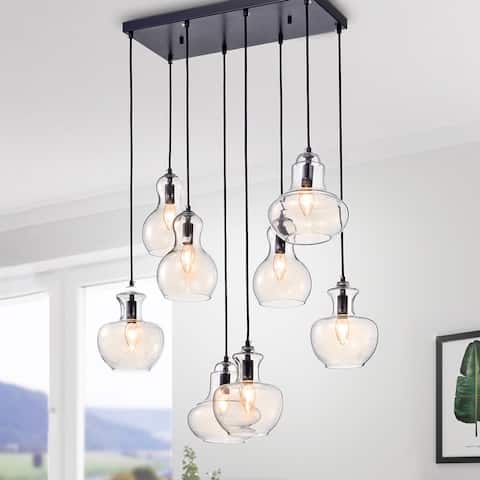 Warehouse of Tiffany Beveen Black Metal and Glass 8-light Pendant