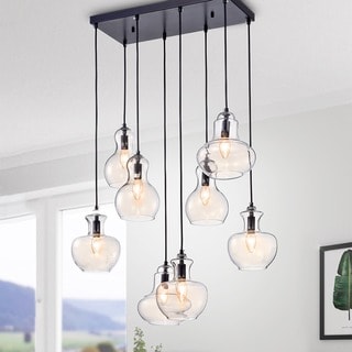 Black Metal and Glass Gourde 8-light Pendant