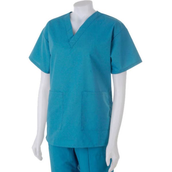 Medline Hospital Quality Womens Two Pocket Scrub Top Peacock