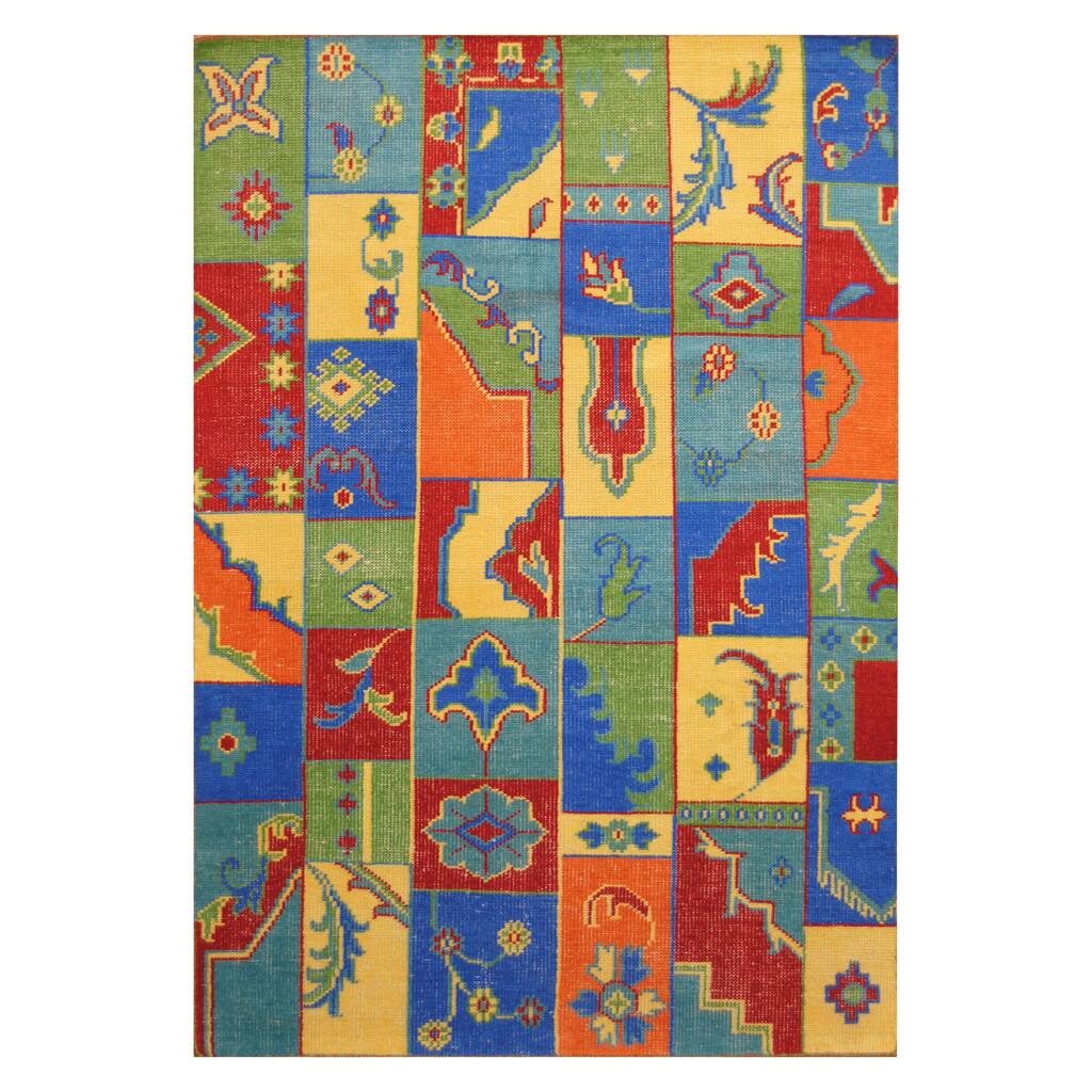 Handmade One-of-a-Kind Wool Rug (India) - 5'2 x 7'6