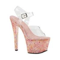 sandal pleaser ankle strap platform clear flamingo pvc pink patent