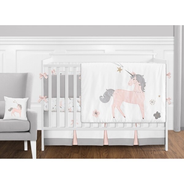 Sweet Jojo Designs Pink, Grey and Gold Unicorn Collection Baby Girl 9-piece Crib Bedding Set