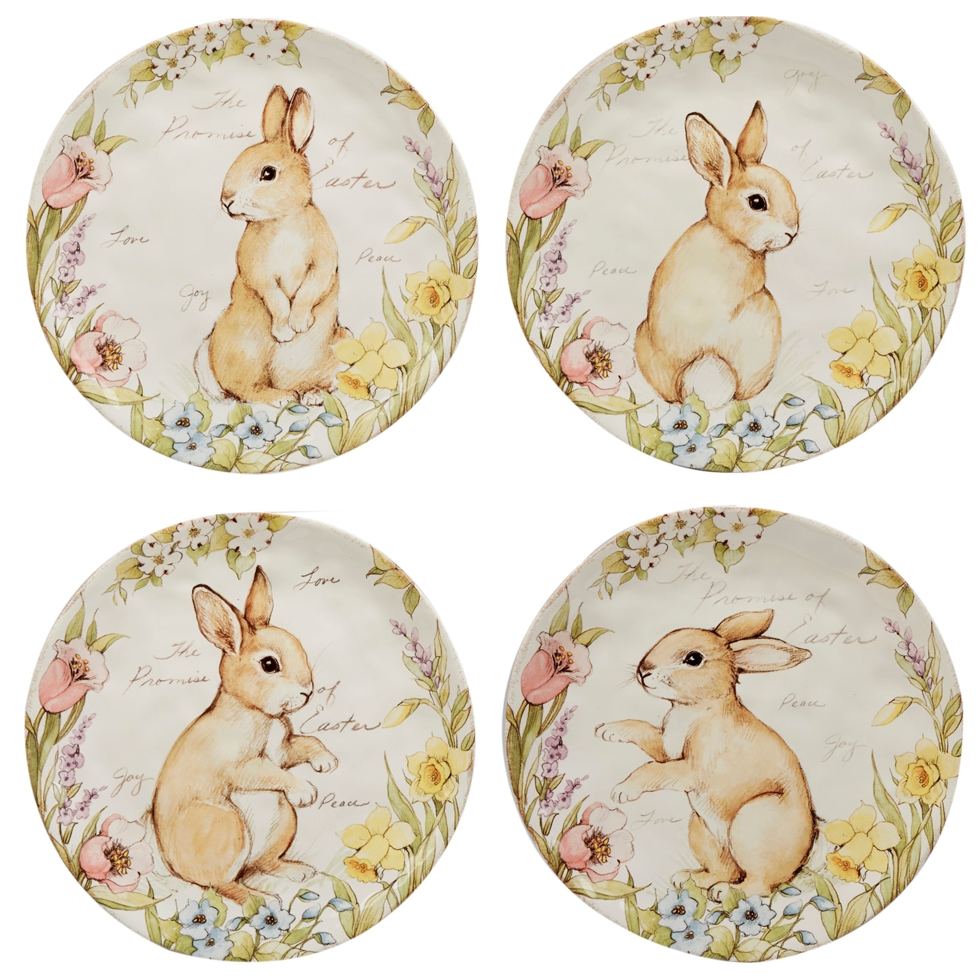 Set of 4 Easter Bunny Ceramic 8/" Dessert Plates
