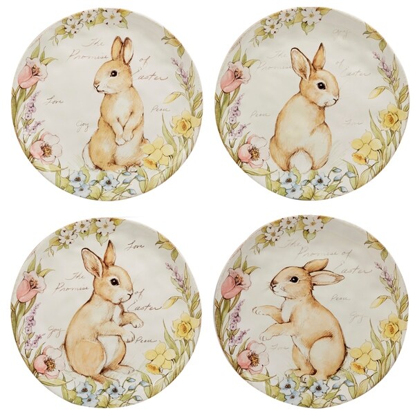 Shop Bunny Patch 8.5inch Assorted Designs Dessert Plates Set of 4 Free Shipping Today Shop Bunny Patch 8.5inch Assorted Designs Dessert Plates Set of 4 Free Shipping Today