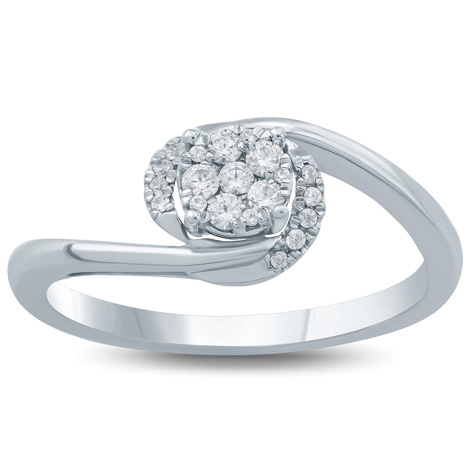10k White Gold Diamond Cluster Twist Engagement Ring Wedding Anniversary 1//5 ct