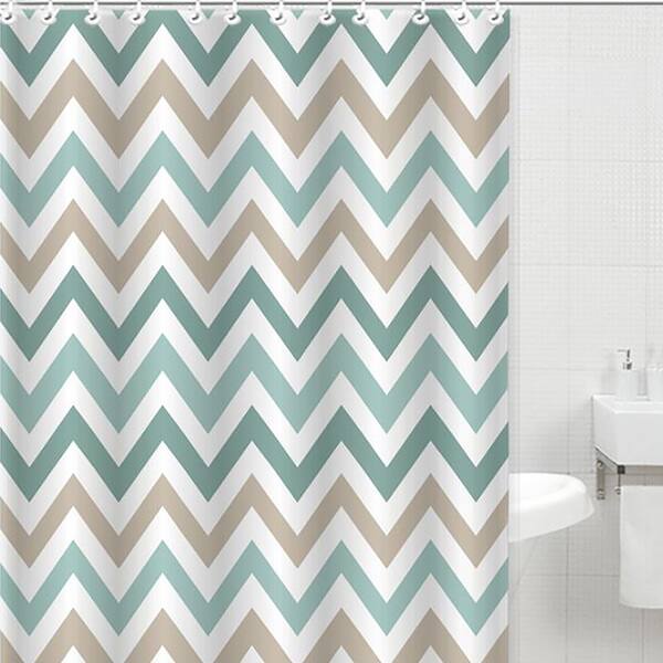 Shop Spa Blue Polyester Chevron Shower Curtain Free Shipping On