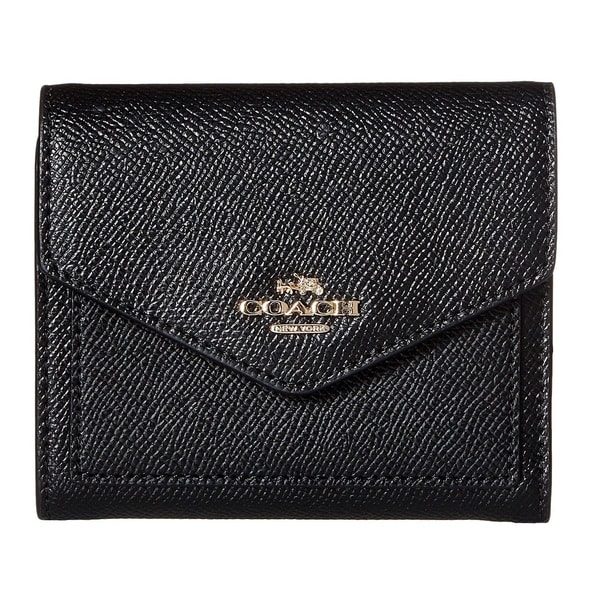 Shop COACH Crossgrain Black Leather Small Wallet - Overstock - 18904706