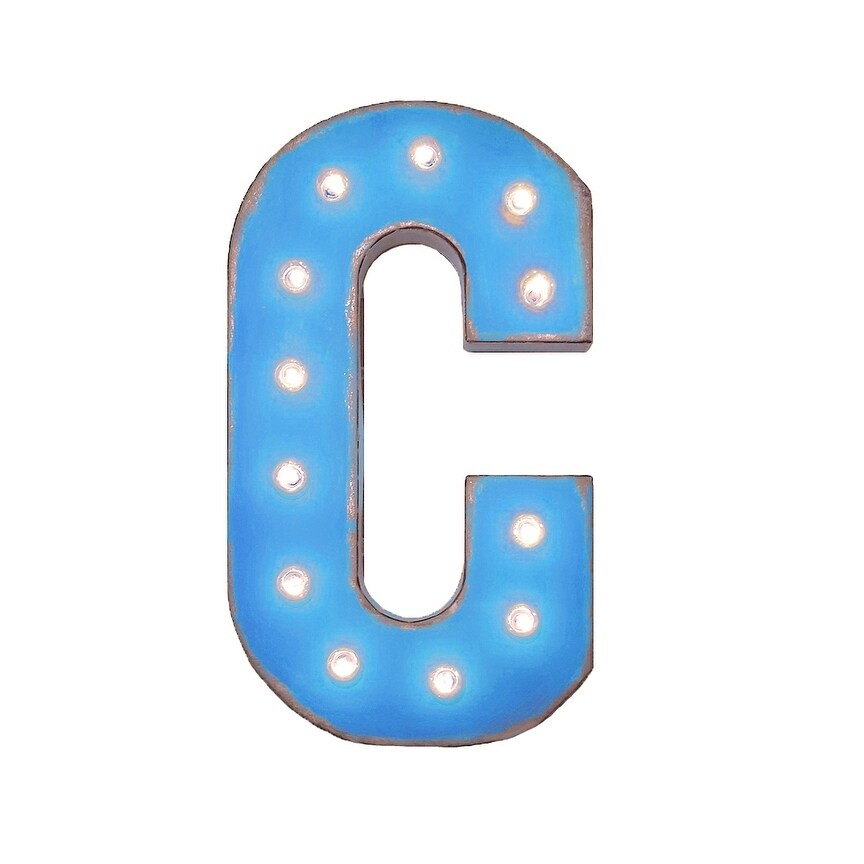 Shop 21 Letter C Plug In Rustic Metal Marquee Light Up Sign Color Overstock 18904718