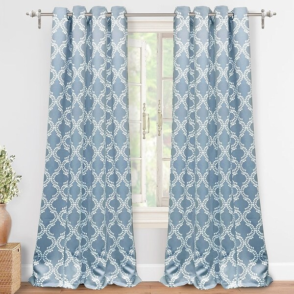 Curtains Blinds Set 2 Navy Blue White Geometric Window Curtains