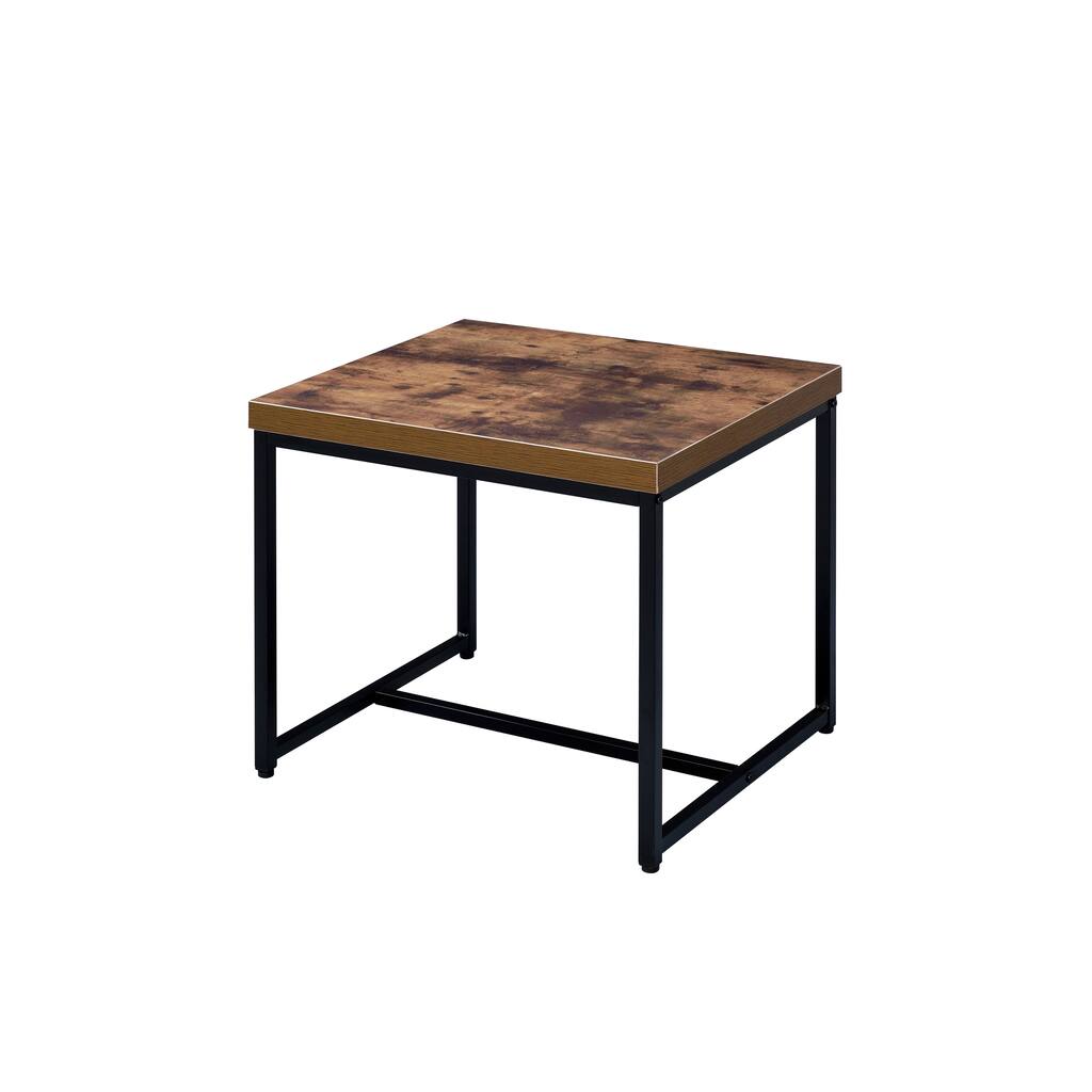 ACME Bob End Table in Weathered Oak and Black
