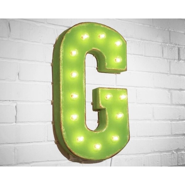 Shop 21 Letter G Plug In Rustic Metal Marquee Light Up Sign Color Overstock 18909840