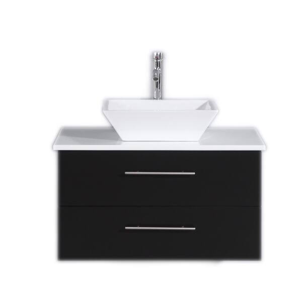 Shop Totti Wave 30 Inch Espresso Modern Bathroom Vanity With White Glassos Countertop And Porcelain Vessel Sink Overstock 18912291