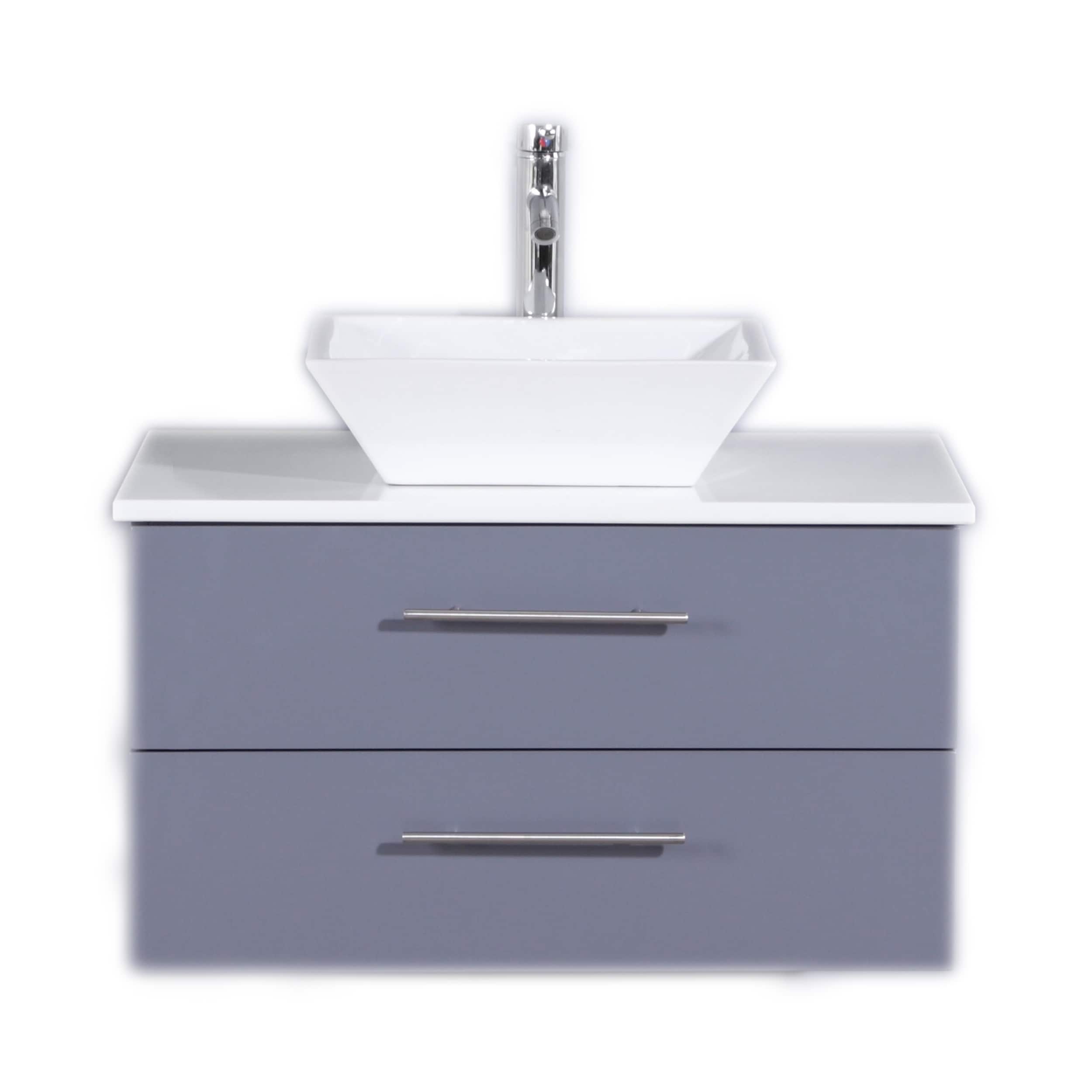 Totti Wave 30 inch Gray Modern Bathroom Vanity with White ...