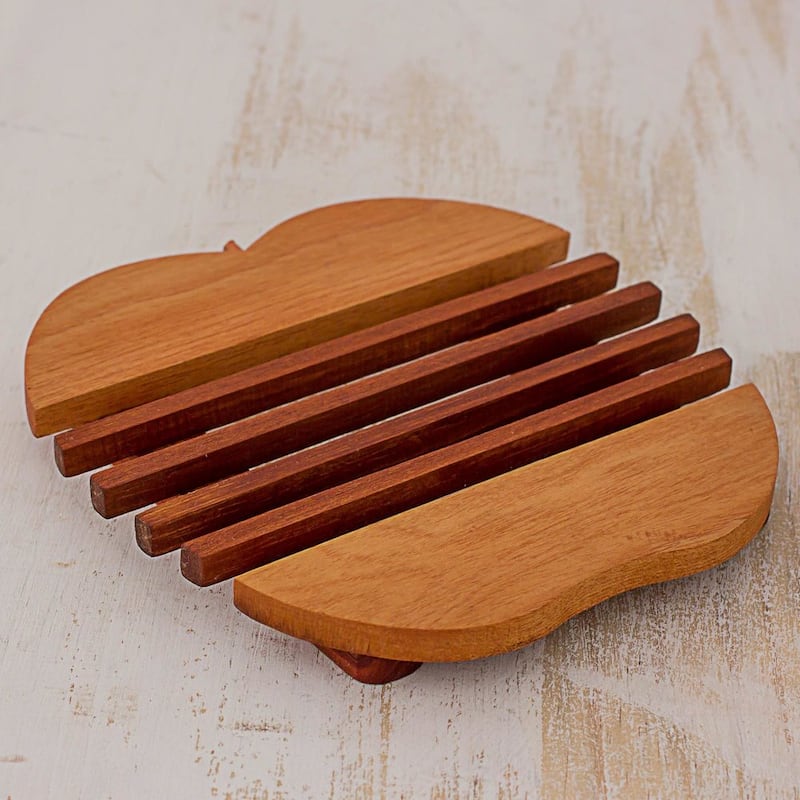 Cedar Wood Trivet, 'Sweet Apple' (Guatemala)