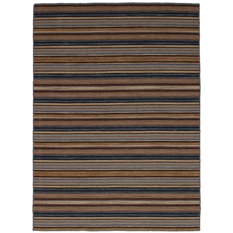 Flat-weave Manhattan Blue, Red Wool Kilim
