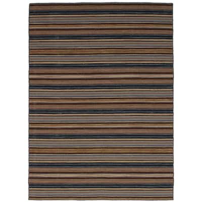 Flat-weave Manhattan Blue, Red Wool Kilim