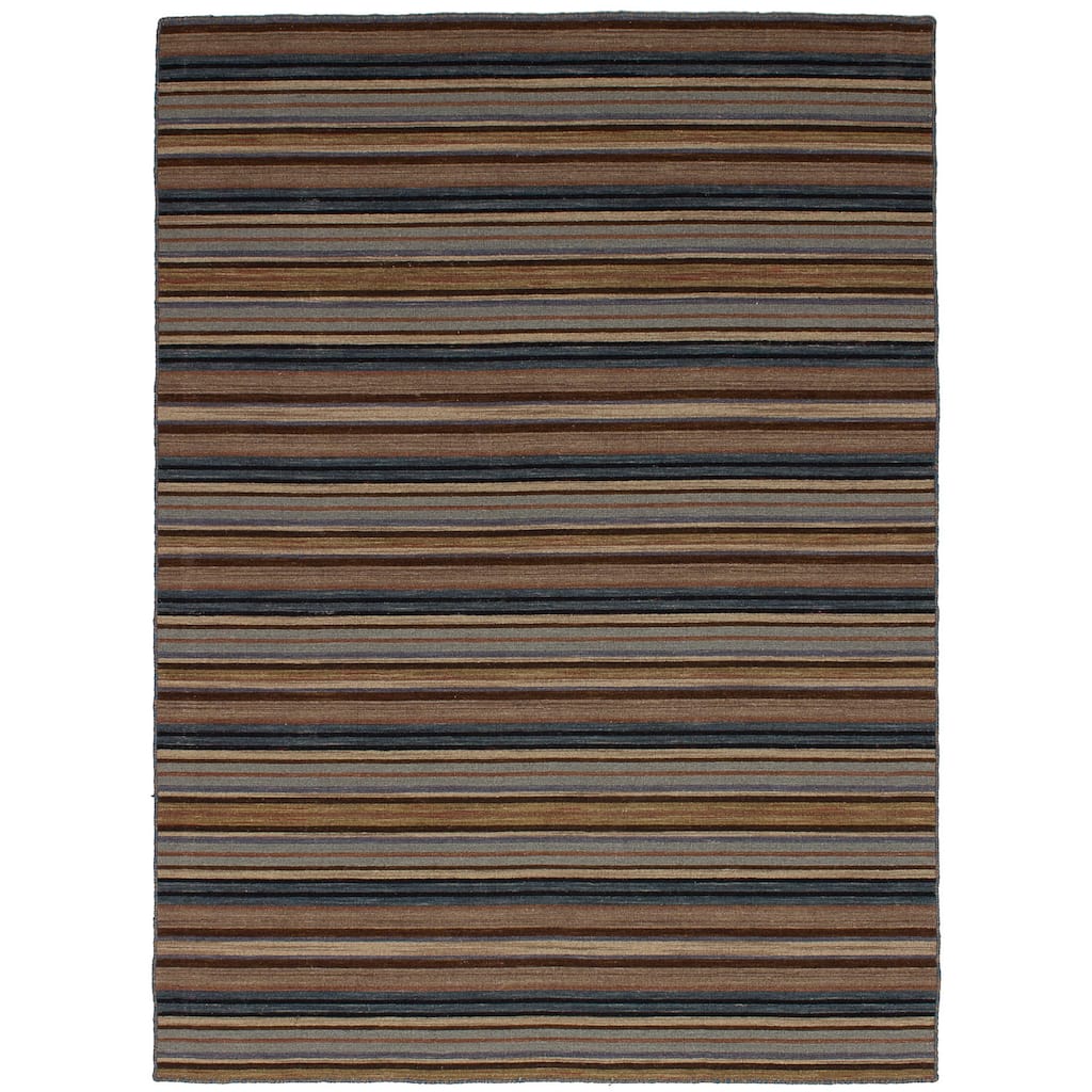 Flat-weave Manhattan Blue, Red Wool Kilim