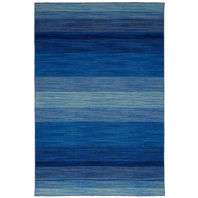 Flat-weave Manhattan Blue, Red Wool Kilim