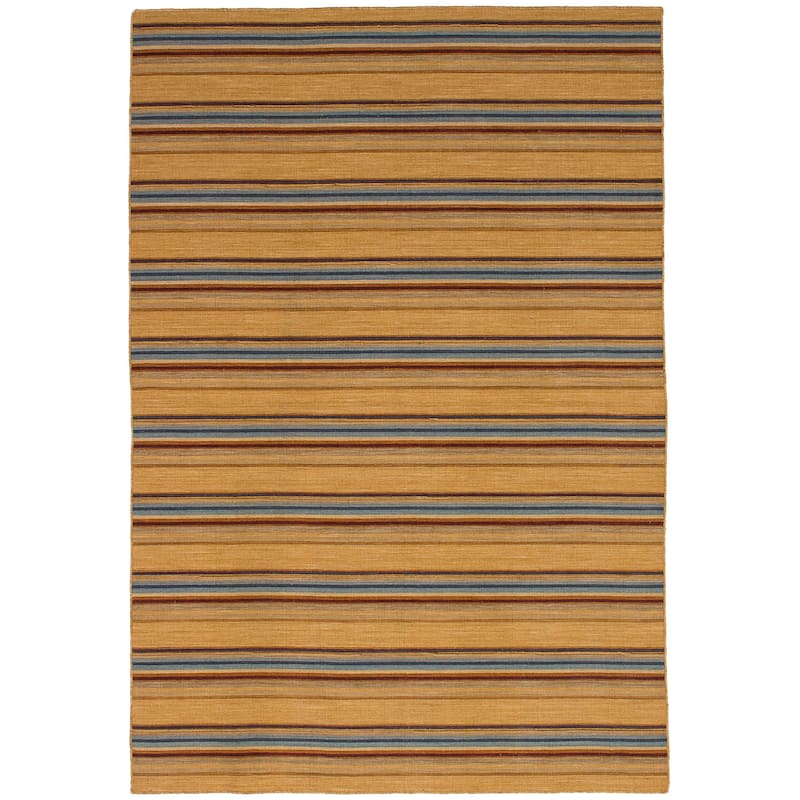 Flat-weave Manhattan Blue, Red Wool Kilim