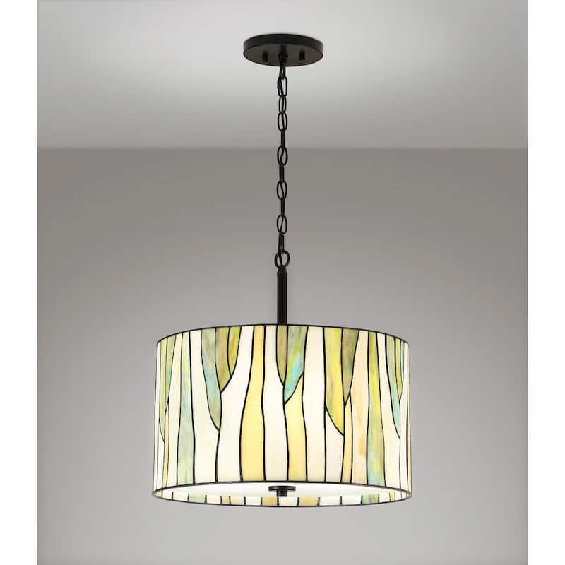BAROSSA 18"? Tiffany 3-Light Pendant Lamp-Green