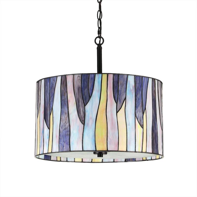 BAROSSA 18"ø Tiffany 3-Light Pendant Lamp-Blue/Purple