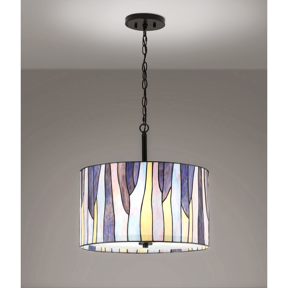 BAROSSA 18"ø Tiffany 3-Light Pendant Lamp-Blue/Purple