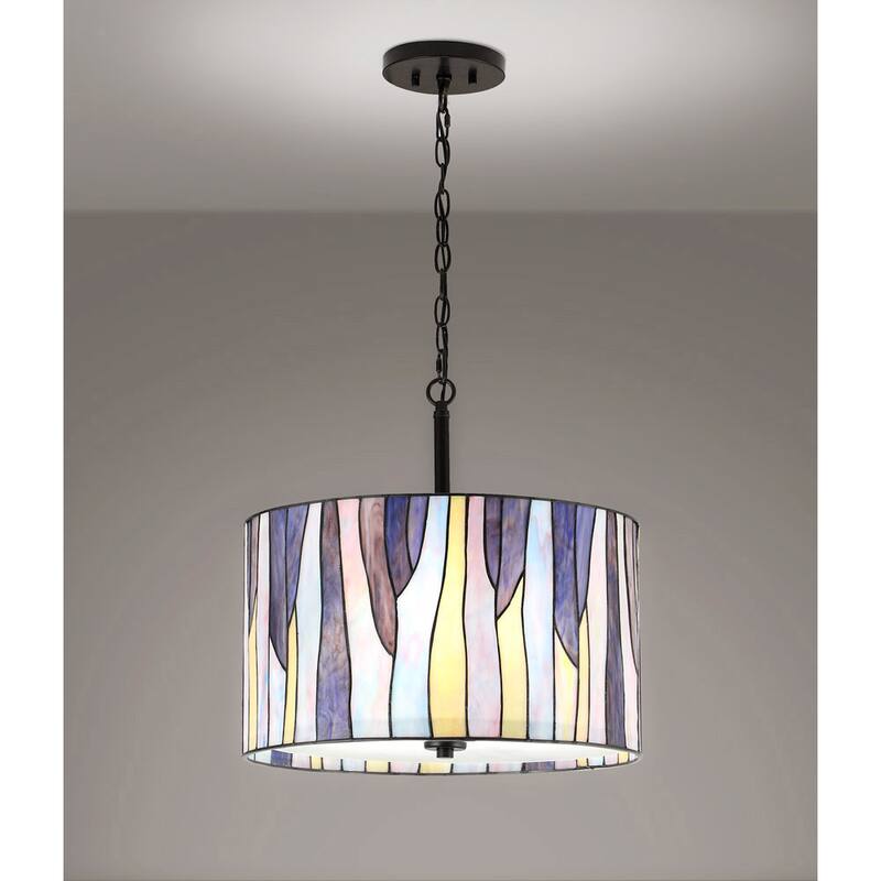BAROSSA 18"ø Tiffany 3-Light Pendant Lamp-Blue/Purple