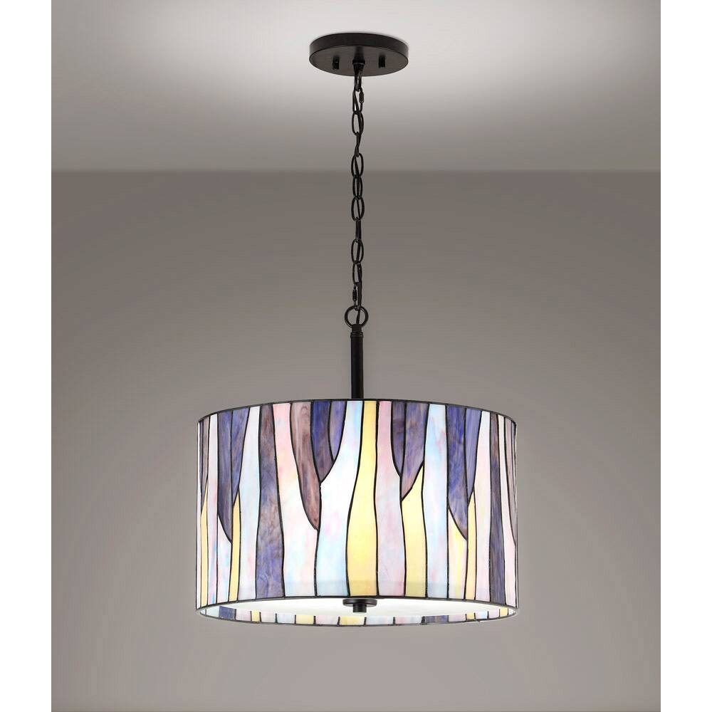 BAROSSA 18"ø Tiffany 3-Light Pendant Lamp-Blue/Purple