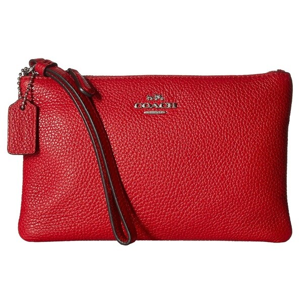 Shop Coach Boxed Small Leather Silver/Red Wristlet - Free Shipping Today - Overstock - 18917855