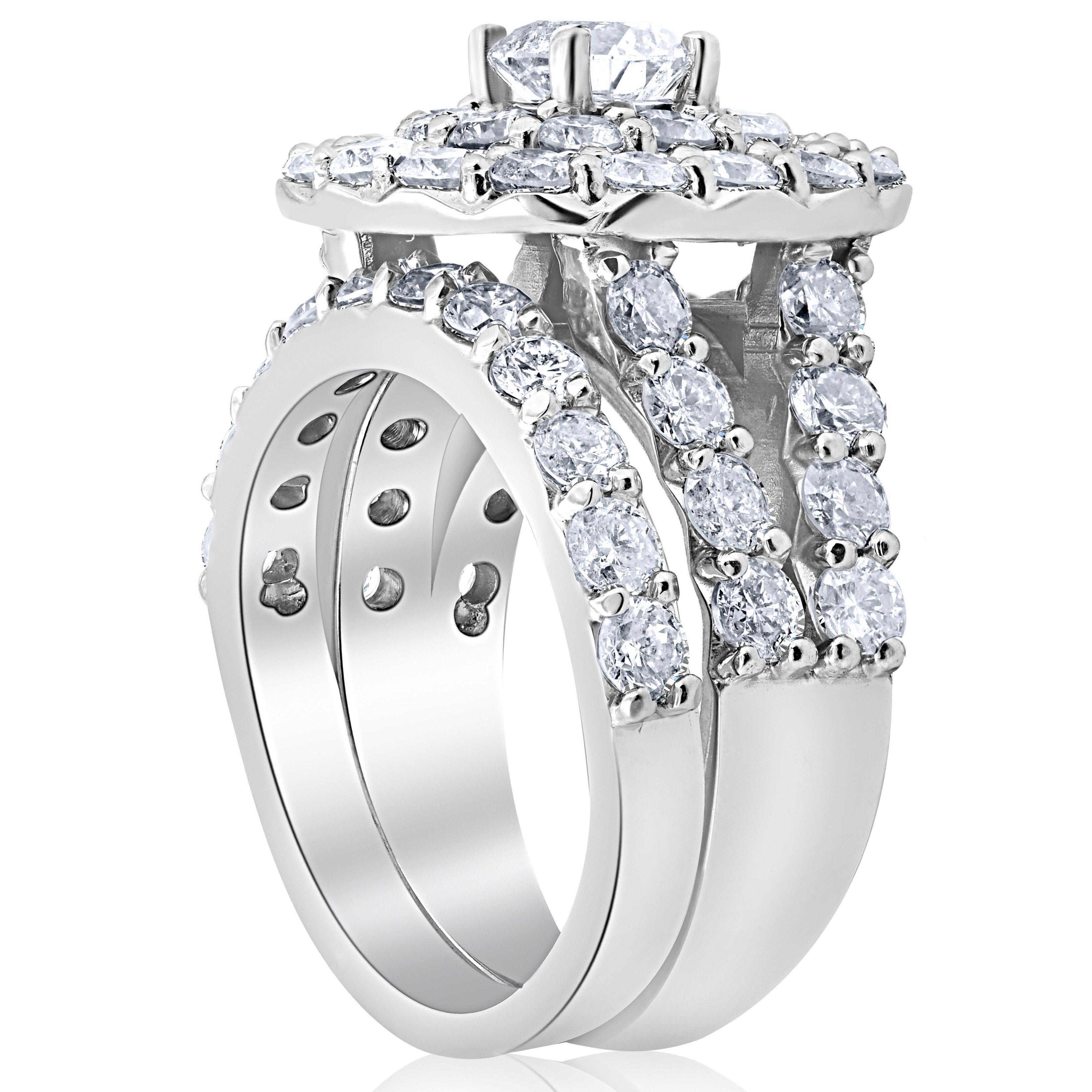 Shop Pompeii3 10k White Gold 4 1 3ct Diamond Cushion Double Halo