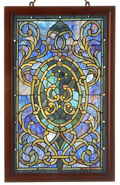 Tiffany-style Purple Wooden Frame Window Panel