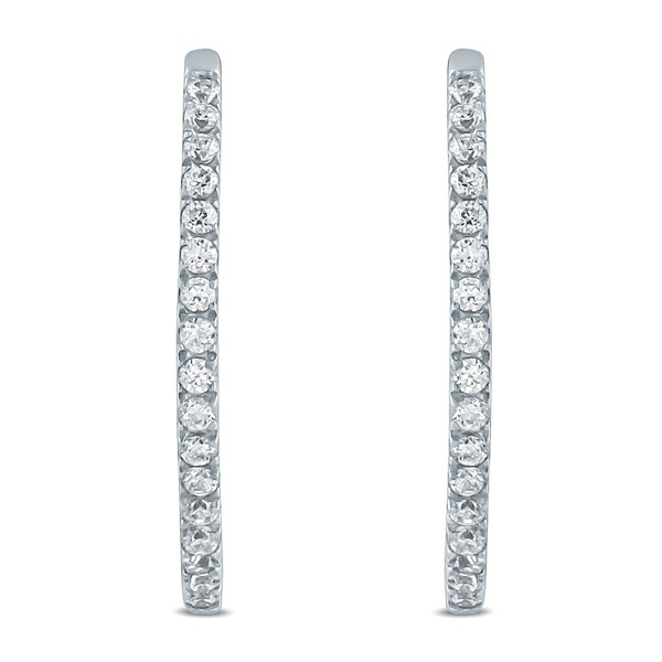 1 2 Carat Tw Diamond Hoop Earrings In 10k White Gold Free 1 2 Carat Tw Diamond Hoop Earrings In 10k White Gold