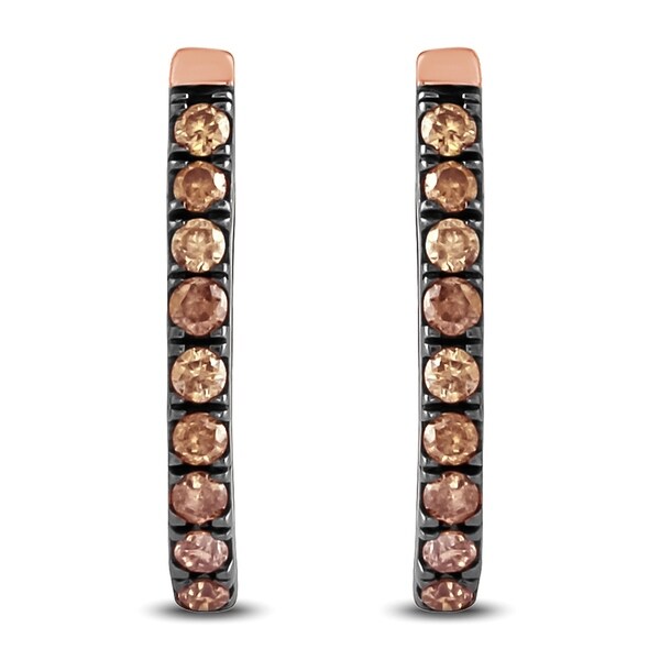 1 5 Carat Tw Brown Diamond Hoop Earrings In 10k Rose Gold On 1 5 Carat Tw Brown Diamond Hoop Earrings In 10k Rose Gold