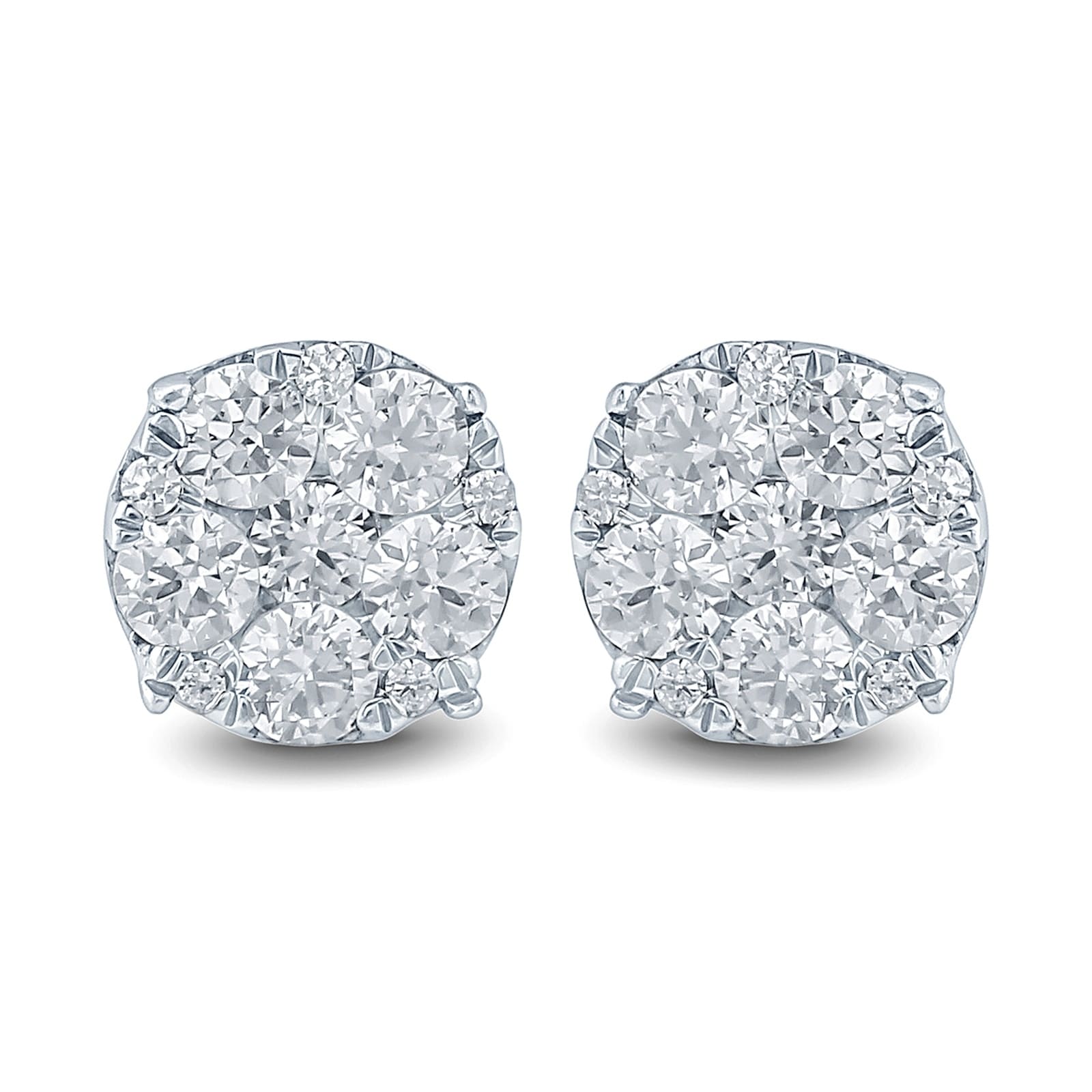 Shop 1 Carat Tw Diamond Cluster Earrings In 10k White Gold On