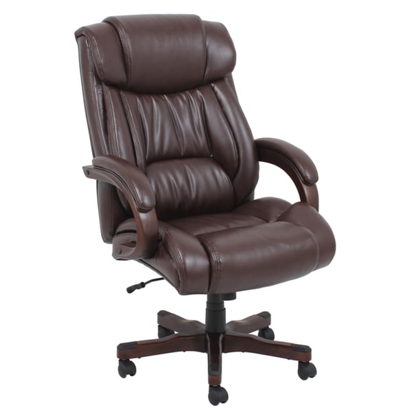 Shop Barcalounger Brown Wood and Bonded Leather Executive Chair (As Is ...