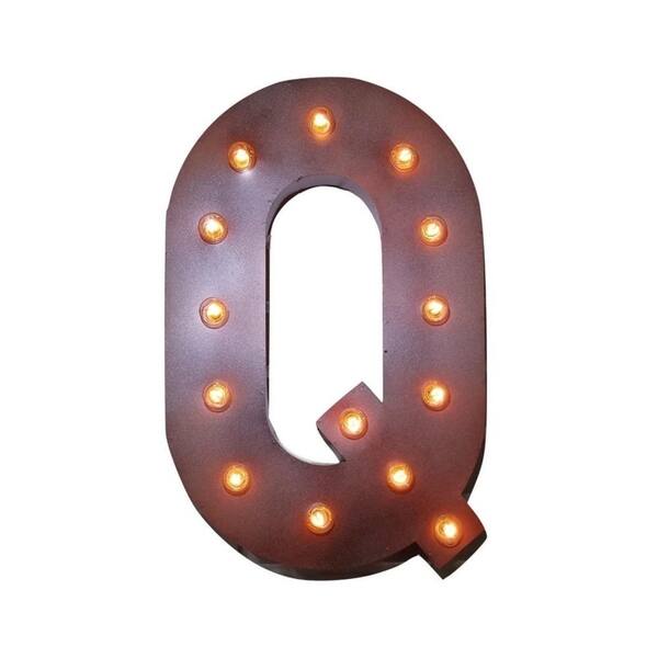 Shop 21 Letter Q Plug In Rustic Metal Marquee Light Up Sign Color Overstock 18948980