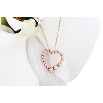 Annello by Kobelli 10k Gold 1/4ct TDW Diamond Journey Heart Pendant