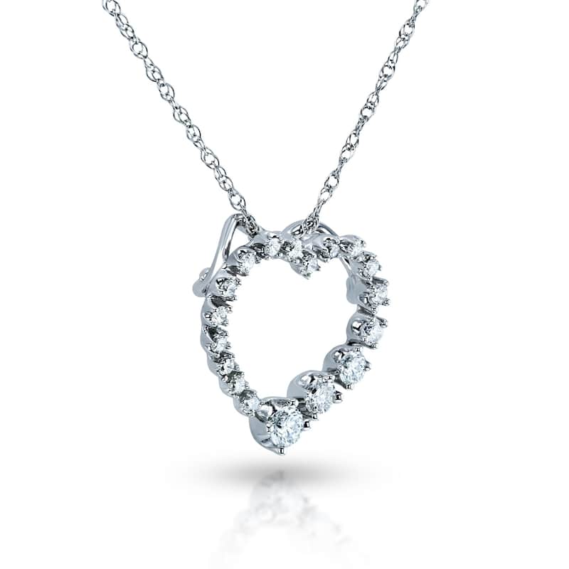 Annello by Kobelli 10k Gold 1/4ct TDW Diamond Journey Heart Pendant