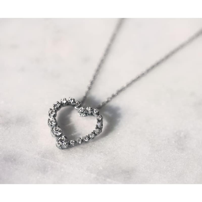 Annello by Kobelli 10k Gold 1/4ct TDW Diamond Journey Heart Pendant