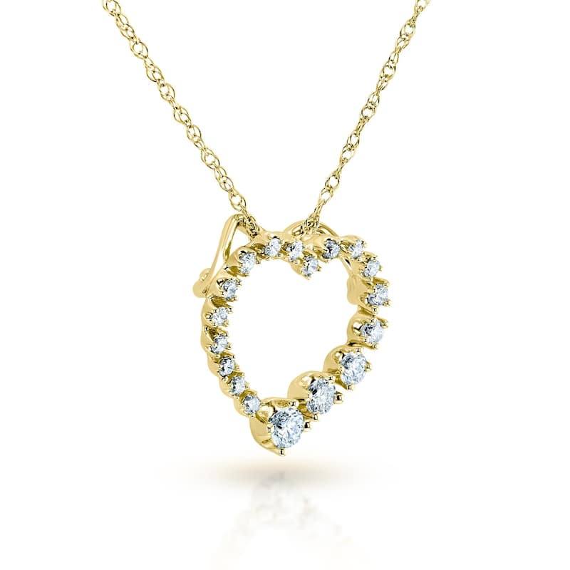 Annello by Kobelli 10k Gold 1/4ct TDW Diamond Journey Heart Pendant