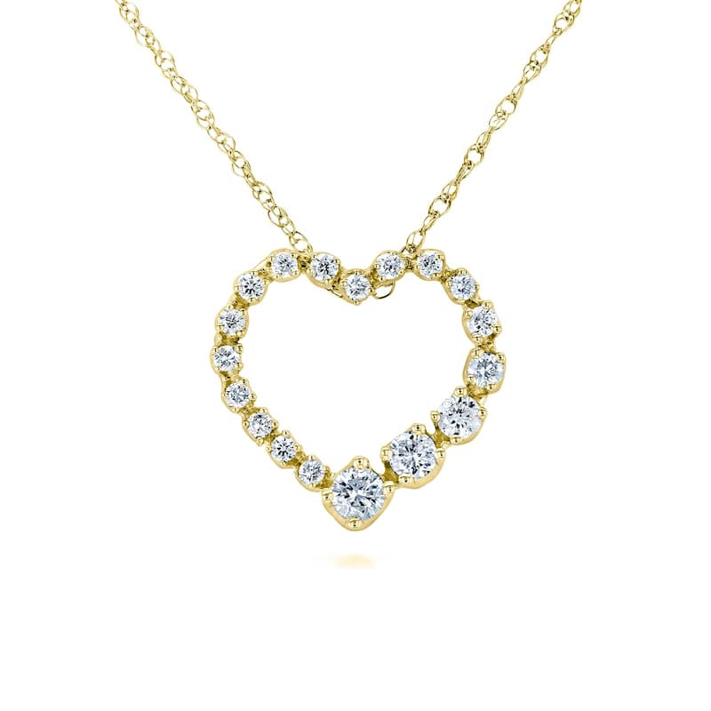 Annello by Kobelli 10k Gold 1/4ct TDW Diamond Journey Heart Pendant