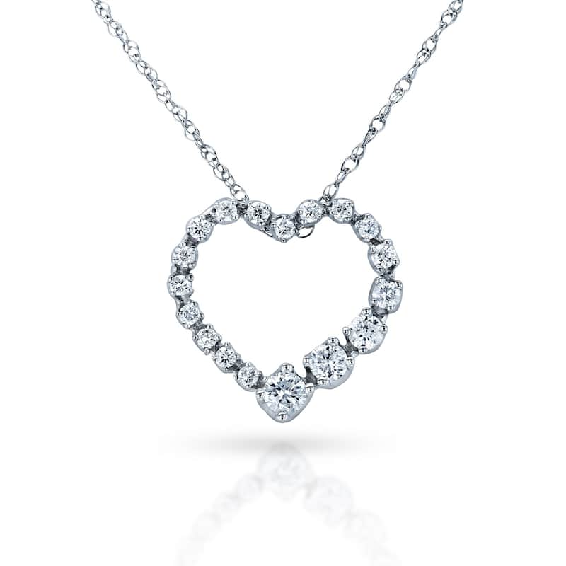 Annello by Kobelli 10k Gold 1/4ct TDW Diamond Journey Heart Pendant