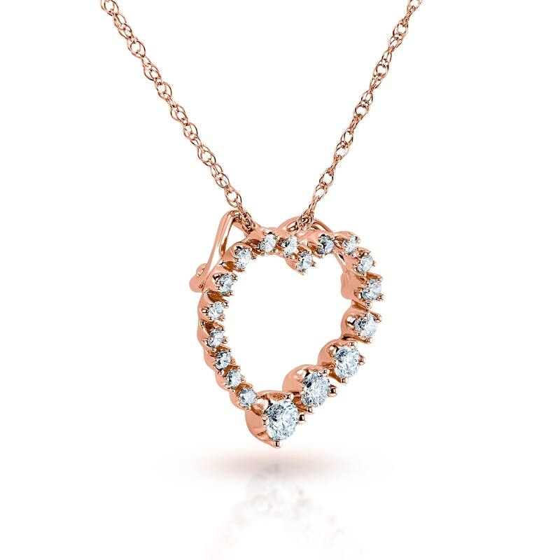 Annello by Kobelli 10k Gold 1/4ct TDW Diamond Journey Heart Pendant