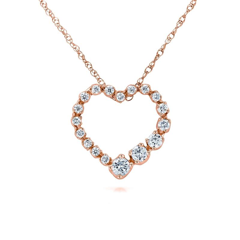 Annello by Kobelli 10k Gold 1/4ct TDW Diamond Journey Heart Pendant
