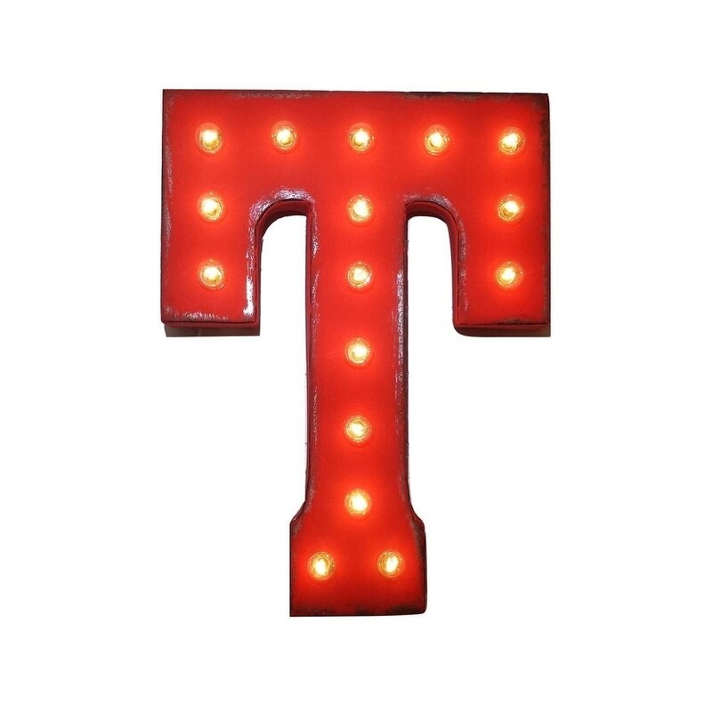 Shop 21 Letter T Plug In Rustic Metal Marquee Light Up Sign Color Overstock 18949835