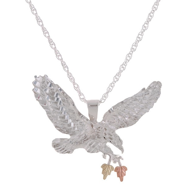 Shop Black Hills Gold and Sterling Silver Eagle Pendant Necklace - Free ...