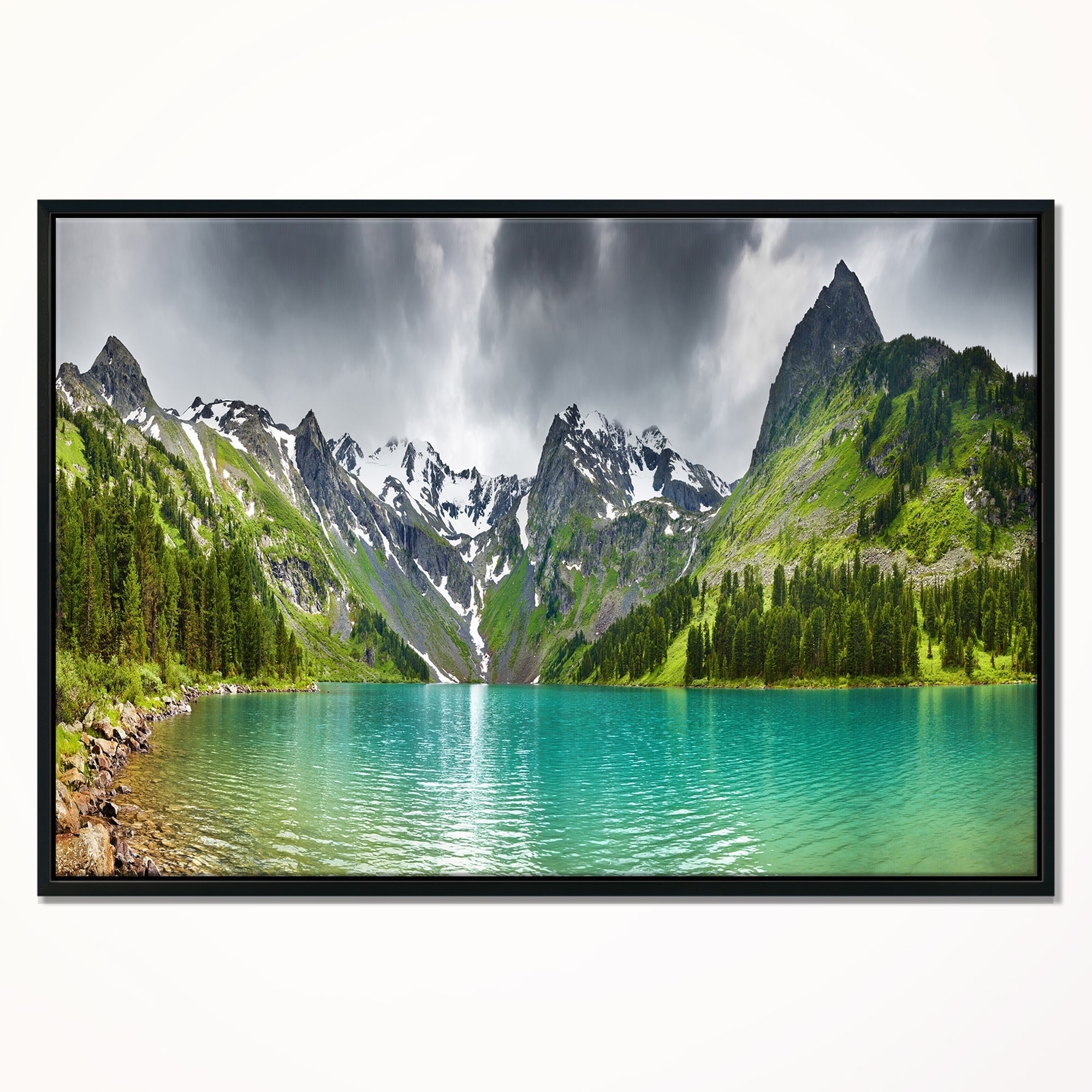 GREEN MOUNTAIN LAKE PANORAMIC LANDSCAPE CANVAS PRINT PICTURE WALL ART