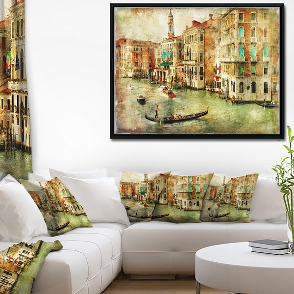 Shop Designart 'Vintage Venice' Digital Art Landscape ...