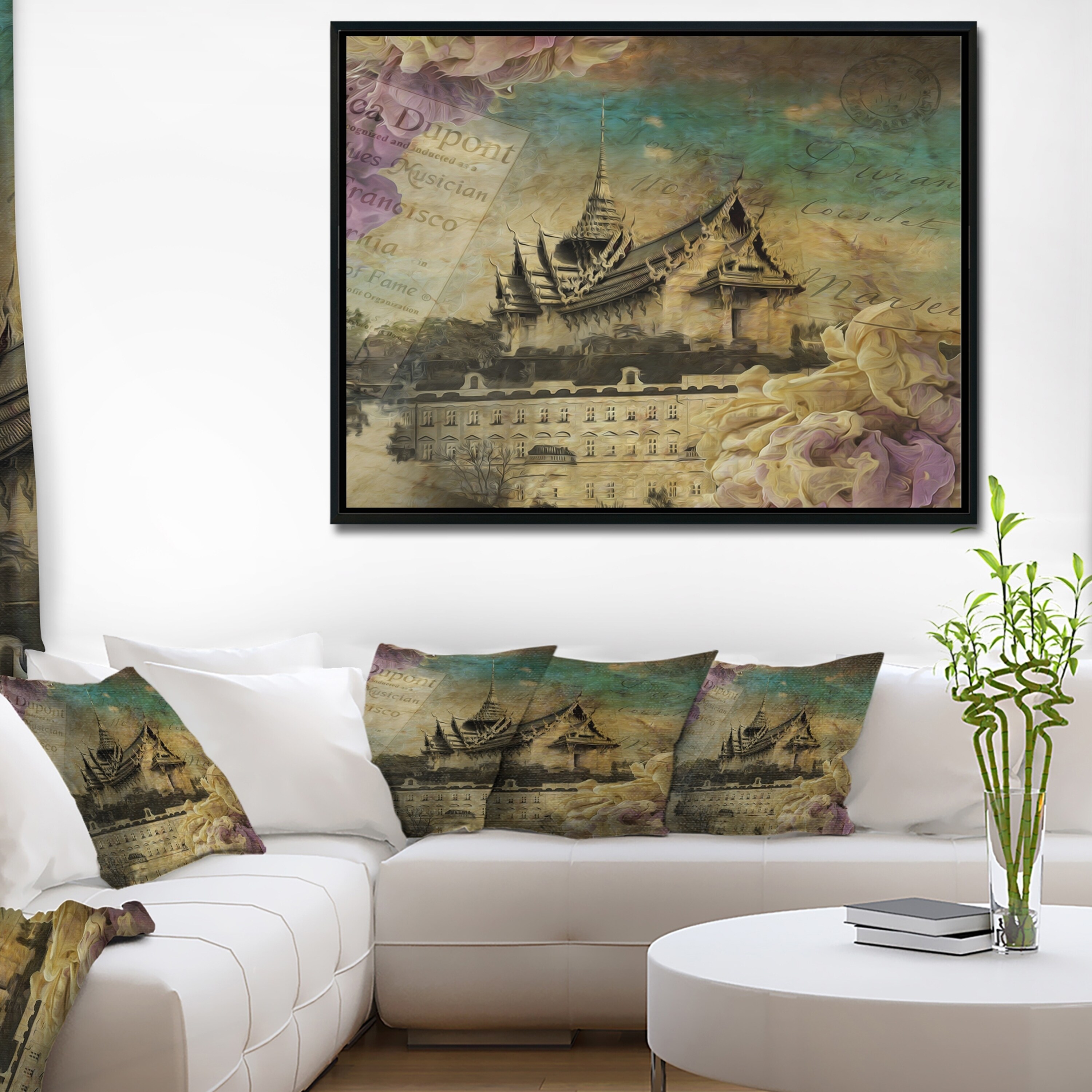 Shop Designart Vintage Style Sky Castle Abstract Framed Canvas Artwork Free Shipping Today Overstock 18952159