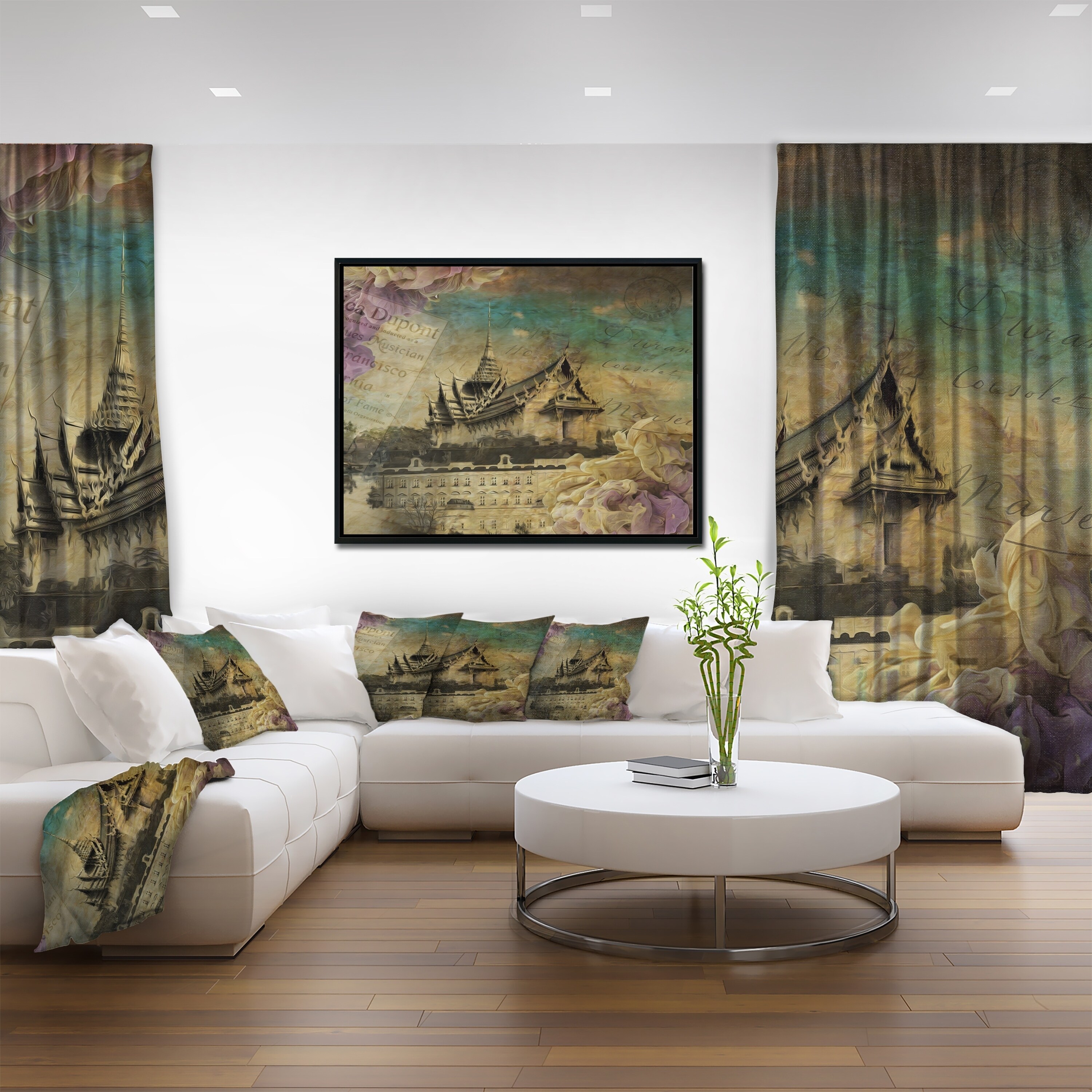 Shop Designart Vintage Style Sky Castle Abstract Framed Canvas Artwork Free Shipping Today Overstock 18952159